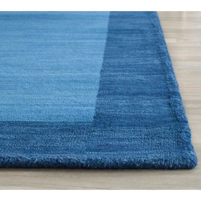 Handmade 6' Square Blue Wool Hand-knotted Rug