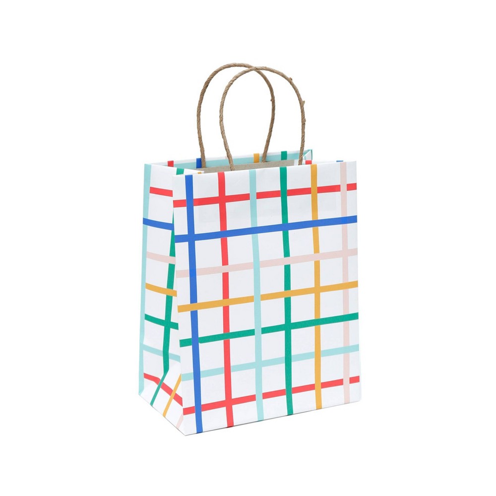 ( pack of 4) Small PlaidGift Bag - Spritz™: Colorful Birthday Packaging, FSC Certified, Multicolored Classic Pattern