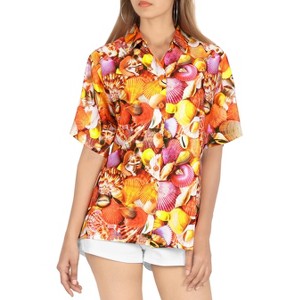 HAPPY BAY Hawaiian Shirts Womens Casual Summer Beach Party Blouses Short Sleeve Vacation Button Up Tops Tee Shirts Tank Top Women - 1 of 4