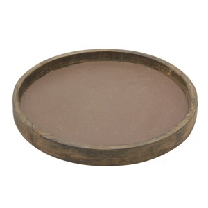 11.8" Rustic Round Wood Tray Brown - Stonebriar Collection - 1 of 4