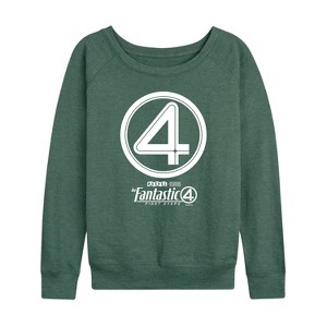 Women's - Marvel - Fantastic Four Circle Logo Lightweight French Terry Wide Neck Long Sleeve Shirt - 1 of 4