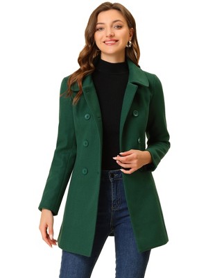 INSPIRE CHIC Women's Christmas Peter Pan Collar Double Breasted Long Trench Winter Pea Coat