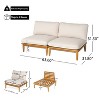 Scott Living Sacova Outdoor Acacia Wood Armless Chair, Teak Finish Frame with Beige Cushion, Set of 2 - 4 of 4