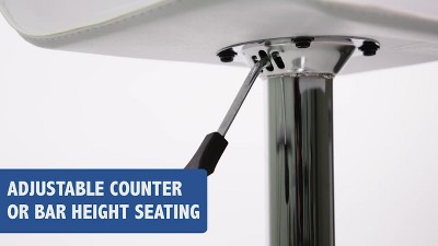 White Vinyl Adjustable Height Swivel Barstool with Chrome Base