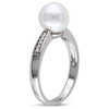EVERLY JEWELRY |Sterling Silver 0.05 CT TW Diamond 8 - 8.5 MM White Freshwater Cultured Pearl Fashion Ring - 2 of 4