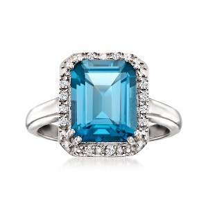 Ross-Simons 3.50 Carat London Blue Topaz Ring With Diamond Accents in Sterling Silver - 1 of 4
