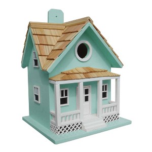 Home Bazaar 9" Beachside Cottage Wood Bird House Seafoam Blue - 1 of 4