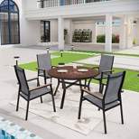 5pc Patio Set with Steel Table with 2" Umbrella Hole & Aluminum Frame Sling Chairs - Captiva Designs