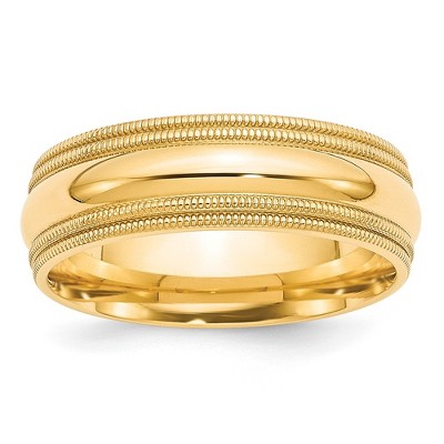 Black Bow Jewelry 7mm 10K White or Yellow Gold Double Milgrain Edge Comfort Fit Band