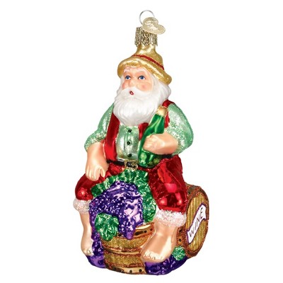 Old World Christmas 4.5" Old World Christmas Winemaker Santa Claus Glass Ornament #40138