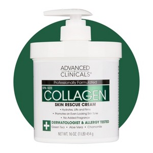 Advanced Clinicals Collagen Cream. Body Lotion & Face Moisturizer for Tightening Skin, 16 Oz - 1 of 4