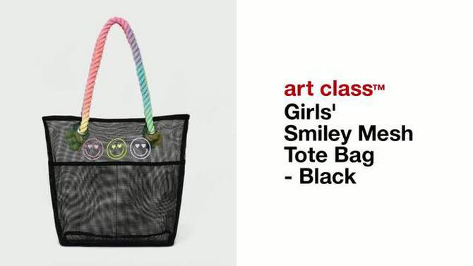 Girls&#39; Smiley Mesh Tote Bag- art class&#8482; Black, 2 of 9, play video