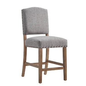 Set of 2 24" Iverson Nailhead Trim Linen Counter Height Barstools - Inspire Q - 1 of 4