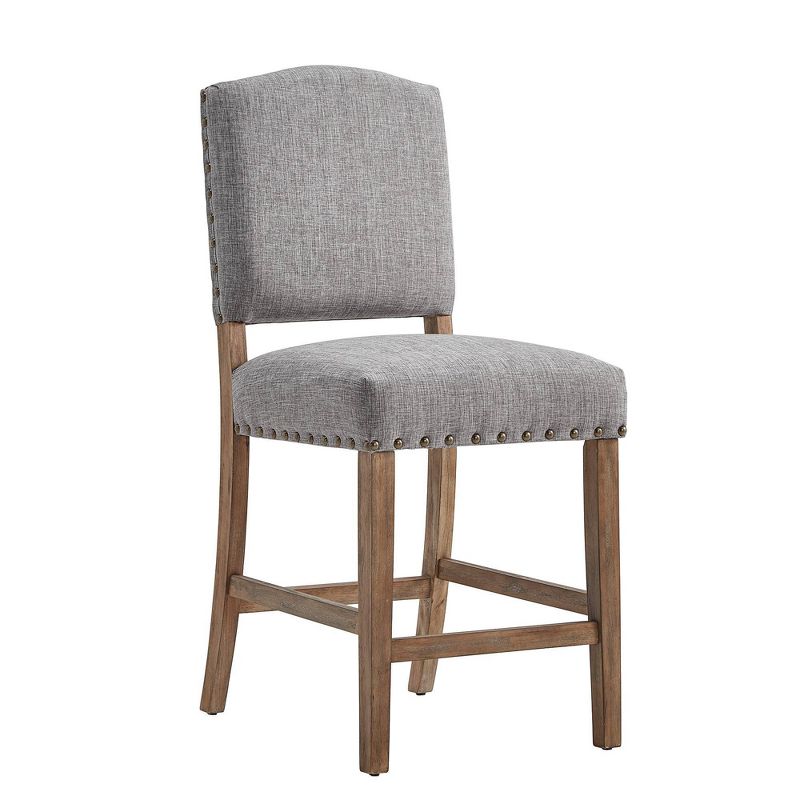 Set of 2 24" Iverson Nailhead Trim Linen Counter Height Barstools - Inspire Q, 1 of 8