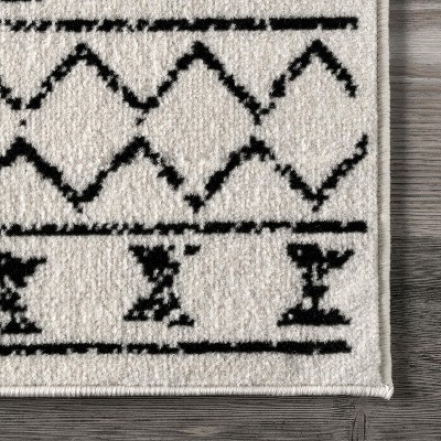 Reversible Moroccan Tribal Design Gray 4' x 6' Synthetic Area Rug