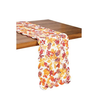 Autumn Leaves Quilted Cotton Table Runner in Warm Fall Colors