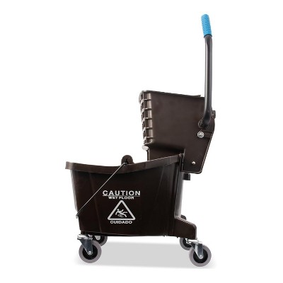 26-Quart Commercial Mop Bucket with Side-Press Wringer - Heavy-Duty Polypropylene Construction with Non-Marking Casters