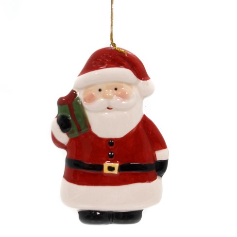 Holiday Ornaments 4.5" Santa Ceramic Ornament Tree Gift Bag  -  Tree Ornaments - image 1 of 2
