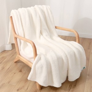 50"x60" 300 Recycled Fluffie Throw Blanket Light Cream - Berkshire Blanket & Home Co. - 1 of 3