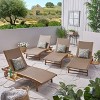 4pk Banzai Wicker / Wood Patio Chaise Lounge Chair Brown - Christopher Knight Home: Weather-Resistant with Side Table - 2 of 4