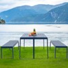 Aoodor 3-Piece Outdoor Patio Dining Set, Aluminum Furniture Set with 1 Rectangular Picnic Table and 2 Benches for Garden, Lawn, Yard - 3 of 4