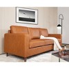 85"Modern Couch, Cognac Tan Pu Leather Sofa with Padded backrest, 3-Seater Sofa with Armrests and Comfy Cushions, Deep Seat Sofas for Living Room - 2 of 4
