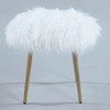 Dexmalle Faux Fur Accent Ottoman with Gold Legs,White - 3 of 4