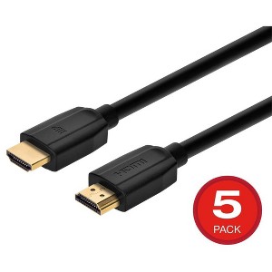 Monoprice 8K HDMI Cable - 6 Feet - Black (5 Pack) Ultra High Speed, 8K@60Hz, Dynamic HDR, 48Gbps, eARC, UHDTV, AMD FreeSync, Compatible with PS 5 / PS - 1 of 4