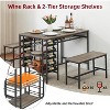 47" Dining Table Set for 4, 3 Pieces Kitchen Table Set with 2 Benches, Wine Rack and 2-Tier Storage Shelves, for Home, Gray - 4 of 4