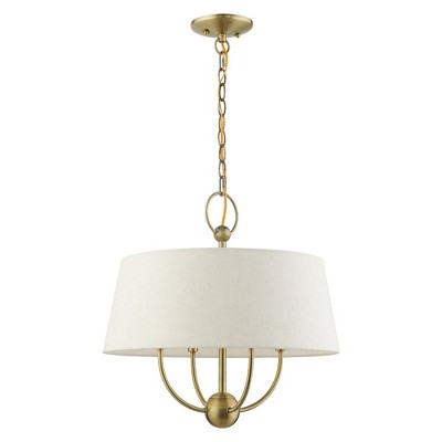 Cartwright Antique Brass Drum Pendant with Oatmeal Shade