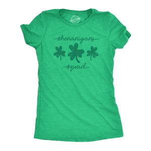 Womens Shenanigans Squad T shirt Funny St Patricks Day Parade Graphic Novelty Tee For Ladies - Crazy Dog Women's T Shirt - 1 of 4