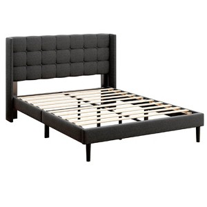Dexmalle Modern Upholstered Platform Bed Frame with Button Tufted Wingback Headboard - 1 of 4