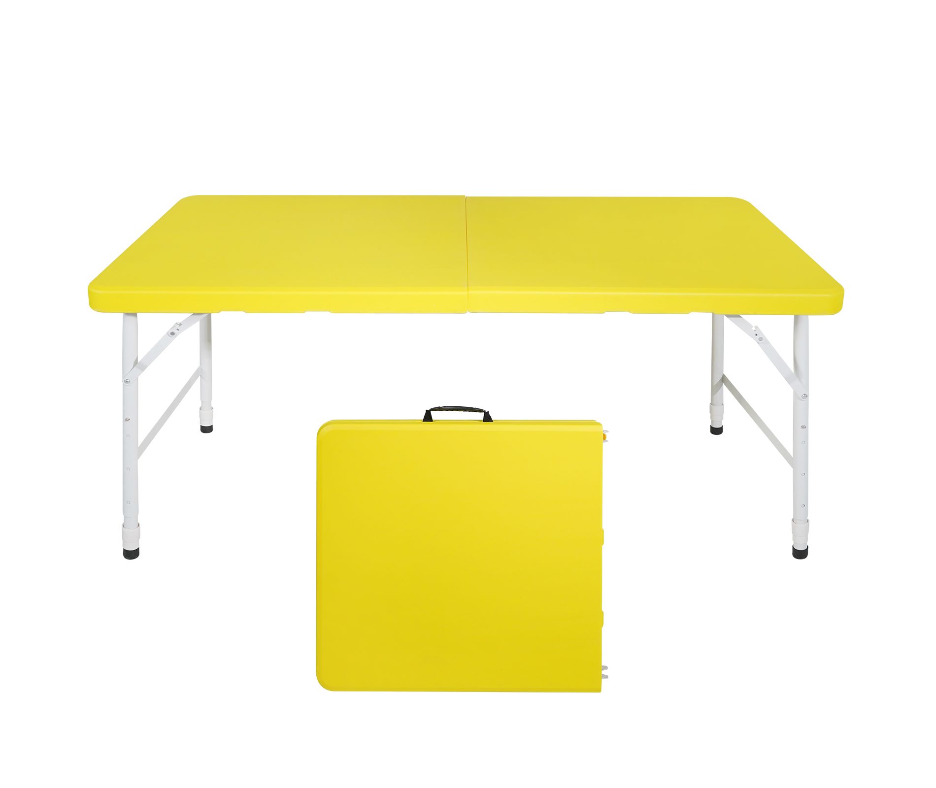 Gulches Yellow 4ft Portable Folding Table, Heavy-Duty Indoor Outdoor Table, Waterproof for Camping BBQ Party