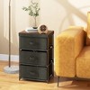 Tangkula 2PCS Fabric Bedside Table 3 Drawers Nightstand Small Dresser Bedroom Living Room - 3 of 4