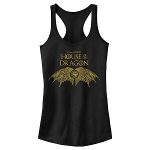 Juniors Womens Game of Thrones: House of the Dragon Intricate Dragon Wings Logo Racerback Tank Top - 1 of 4
