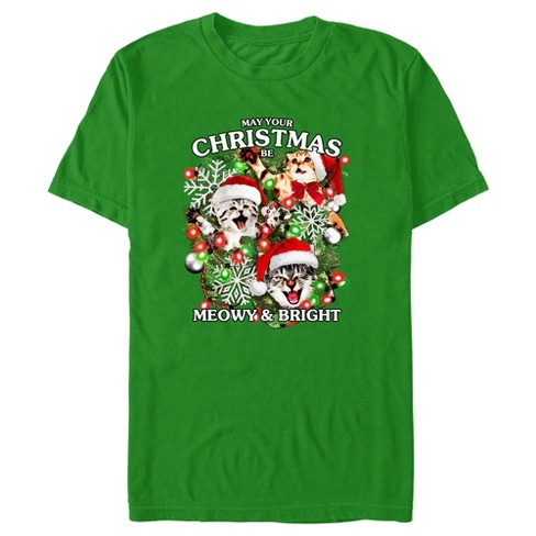 Men's Lost Gods Meowy And Bright Christmas T-shirt : Target