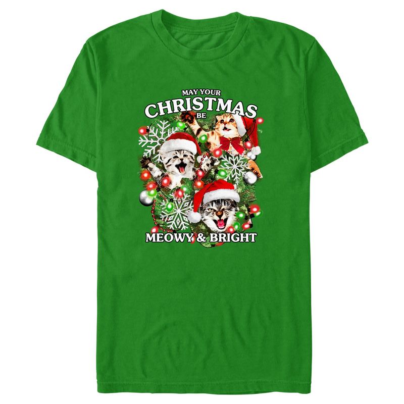 Men's Lost Gods Meowy and Bright Christmas T-Shirt, 1 of 6