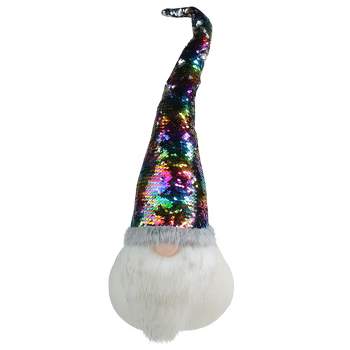 Northlight 24" Gnome with Rainbow and Silver Flip Sequin Hat Christmas Decoration