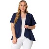Agnes Orinda Women's Plus Size Casual Ruffle Short Sleeve Button Blazers - 3 of 4