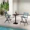 Tangkula Folding Bar Stools Set of 6 Patio Sling Chairs w/ Backrest Humanized Footrest Blue - 3 of 4