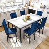 Hooseng 7-Piece Dining Room Table and Chairs Set for 6, Modern Kitchen Table Set with Faux Marble & Metal Frame & 6 Velvet Chairs - 2 of 4