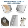 Enclosed Cat Litter Box, Stainless Steel Litter Tray for Large Cats - 3 of 4
