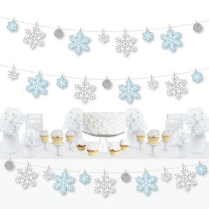 Big Dot of Happiness Winter Wonderland - Snowflake Holiday Party and Winter Wedding DIY Decorations - Clothespin Garland Banner - 44 Pieces - 1 of 4