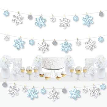 Big Dot of Happiness Winter Wonderland - Snowflake Holiday Party and Winter Wedding DIY Decorations - Clothespin Garland Banner - 44 Pieces