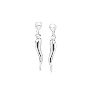 Ross-Simons Sterling Silver Italian Horn Drop Earrings - 1 of 3