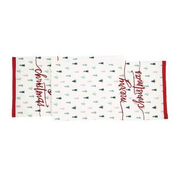 C&F Home Merry Christmas Tree Holiday Printed Red Christmas Table Runner