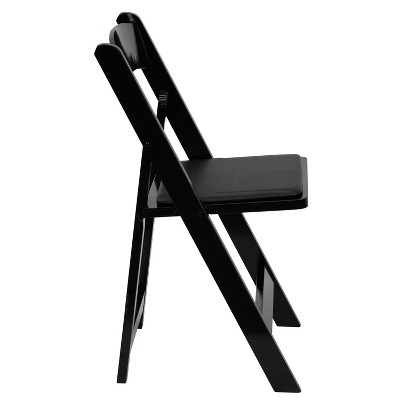 Black Wood Folding Chair with Vinyl Padded Seat, Set of 2