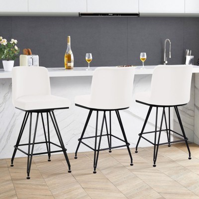 Bekrvio 26" Swivel Counter Height Bar Stools with Back-Faux Leather/Velvet Upholstered, V-Shaped Metal Legs-Modern Counter Stools for Kitchen Island