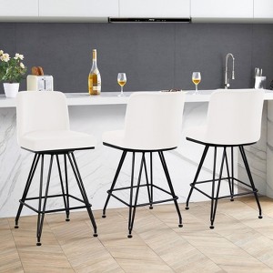 Bekrvio 26" Swivel Counter Height Bar Stools with Back-Faux Leather/Velvet Upholstered, V-Shaped Metal Legs-Modern Counter Stools for Kitchen Island - 1 of 4