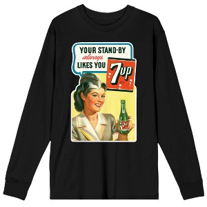 7UP Your Standby Always Likes You Crew Neck Long Sleeve Black Adult Tee - 1 of 3